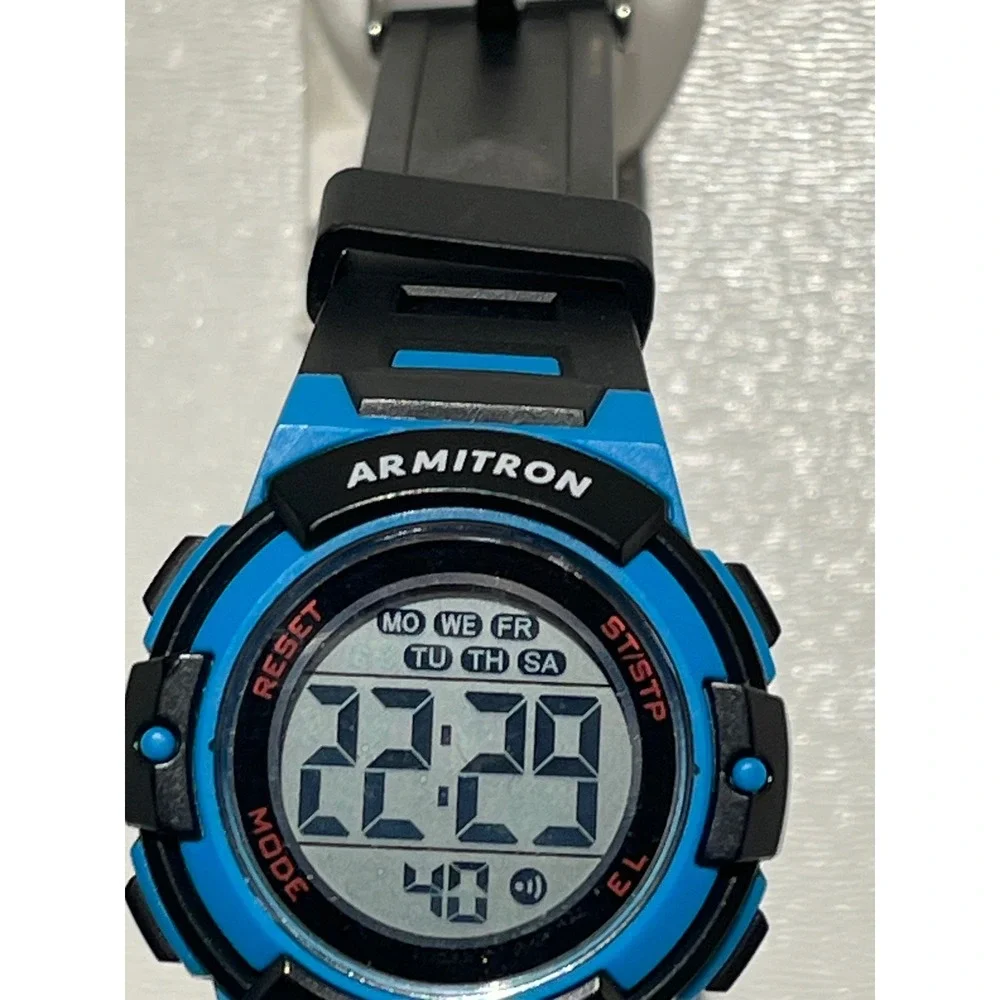 Armitron Sport Digital Watch Blue Black‎ 165FT Water Resistant 40/8445